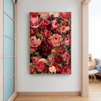 Текстура дебела ВАЗа красив цвят цвете платно абстрактни картини, плакати и печат на стенно изкуство картина за хола домашен интериор
