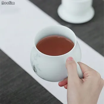 NOOLIM Jingdezhen керамична чаша за чай с капак и плат офис чаша вода домашна Кунг-Фу съдове за бизнес подарък съдове за чай