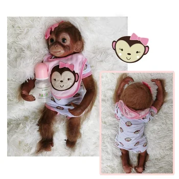 Ръчно изработени Reborn Baby 20 инча сладък маймуна орангутан Възраждане кукли реалистичен начин на живот на бебето пълен силикон за деца, подарък за Рожден Ден