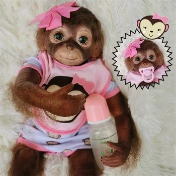 Ръчно изработени Reborn Baby 20 инча сладък маймуна орангутан Възраждане кукли реалистичен начин на живот на бебето пълен силикон за деца, подарък за Рожден Ден