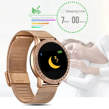 Нови diamond дамски часовници с кристали Lady Dress Women smart watch Gold shell waterproof smartwatch Heart rate monitor For iPhone