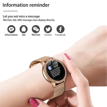 Нови diamond дамски часовници с кристали Lady Dress Women smart watch Gold shell waterproof smartwatch Heart rate monitor For iPhone