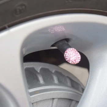 8xUniversal Bling Crystal Diamond на Pink Tire Valve Caps за автомобил, мотоциклет
