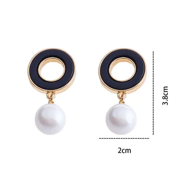 2019 нов дизайн ацетат малки кръгли обеци геометрични обеци спад за жени виси окачен перли бижута обици