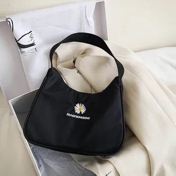 Ретро бродерия чанта на рамото за жени модни найлонова чанта дамски малка Субаксиллярная чанта ежедневни ретро Мини чанта на рамото