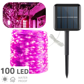 Dimmable 100/200 LED Outdoor Crystal Ball Solar Фея String Светлини 10m/20m Solar Garden Waterproof Светлини for Christmas Holiday