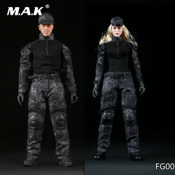 Мащаб 1:6 женски/мъжки облечи черен питон камуфлаж бойна униформа костюми за 12 инча фигурка аксесоар