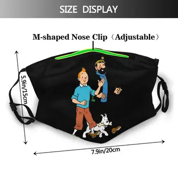 Tintin Mouth Face Mask Tintin And Captain Haddock Лицето Mask Cool Kawai с 2 филтри за възрастни