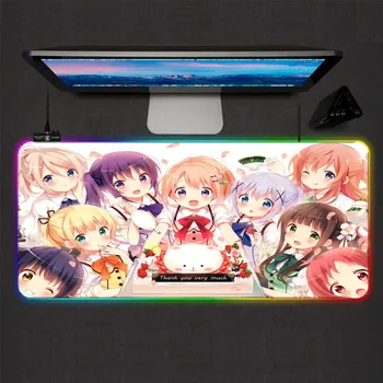 Mairuige анимирани подложка за мишка група сладко момиче RGB подложка за мишка LED цвят на подсветката игрови аксесоари преносим компютър маса мат
