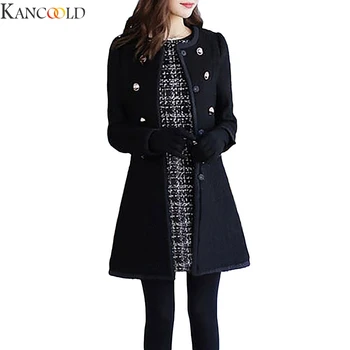 KANCOOLD корейската версия на жени с дълъг ръкав средна дължина на сако топло яке удебелена големи джобовете на палтото Дамски връхни дрехи зимно палто