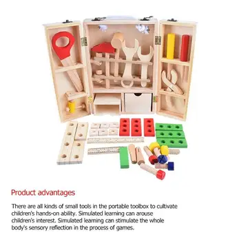 Деца дърво многофункционален инструмент играчки, забавни образователни Монтесори САМ поддръжката на кутия за играчки за деца, Рожден Ден, коледни подаръци
