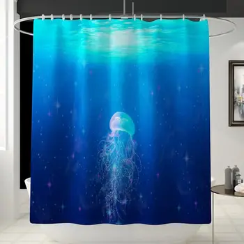 1-3шт комплект морски медуза декор баня набор от водоустойчива душ завеса на кутията на седалката на тоалетната чиния Нескользящий подложка за баня, килими, килими, определени