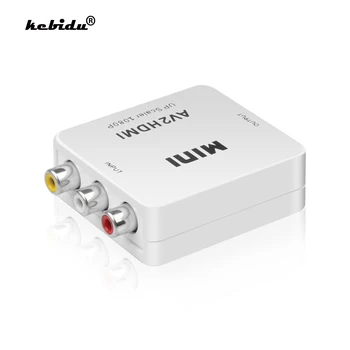 Kebidu mini RCA AV Мъжки към HDMI-съвместим женски конвертор адаптер Full HD 1080P Композитен CVBS to HDMI AV2HDMI Audio Converter