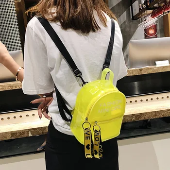 Мини размер прозрачни дамски раници прозрачен PVC тийнейджър момиче светкавица студент училище раница, чанта