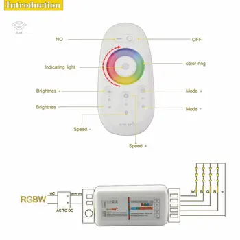 Сензорен екран LED RGB / RGBW контролер 2.4 G безжична DC12-24V сензорен RF дистанционно управление за RGB /RGBW led лента