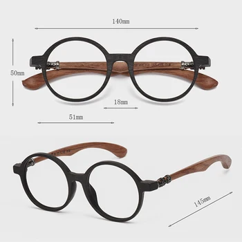 HDCRAFTER стари кръгли дървени оптични очила рамка късогледство мъже жени предписани очила очила дървени очила очила