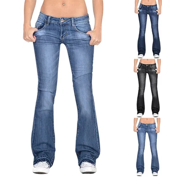 MONERFFI 2020 Новата Дамска мода дънки бутон тънък покажи на тънки ежедневни панталони Жан женски разкроена панталони с Широки тесни дънкови панталони