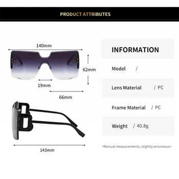 Луксозна марка квадратни слънчеви очила Дамски кафяв градиент големи дамски слънчеви очила 2020 нов моден дизайнер на очила oculos de sol