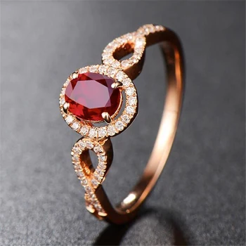 Ataullah естествен червен рубин на пръстена 925 сребро 18 карата розово злато покритие, инкрустирани 3а Циркон скъпоценен камък на пръстена изящни бижута за жени RW085