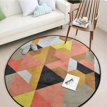15 мм цветни геометрични блокове печатни кръгъл килим на входа мат верандата килимче за баня-мини износоустойчиви кухненски килими