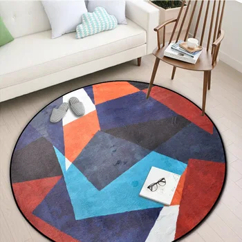 15 мм цветни геометрични блокове печатни кръгъл килим на входа мат верандата килимче за баня-мини износоустойчиви кухненски килими