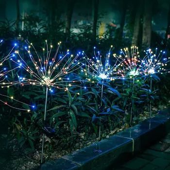 90/150led слънчева светлина, фойерверки цветни открит трева Глобус глухарче водоустойчив тревата лампа градина празник Коледа интериор