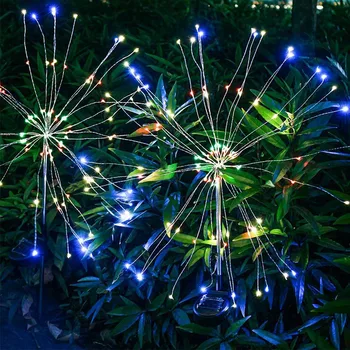 90/150led слънчева светлина, фойерверки цветни открит трева Глобус глухарче водоустойчив тревата лампа градина празник Коледа интериор