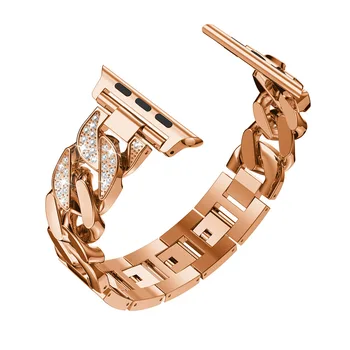Жените дами гривна за Apple Watch Band Series 6 SE 5 4 3 2 Модни диамантени каубойски верига каишка метален връзка 38/42/40/44 мм