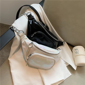 Burminsa Chic Bling Laser малки женски гръдните чанти уникален дизайн, високо качество на мека изкуствена кожа с високо качество дамски прашка чанти 2020