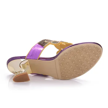 Модната марка Hoof Heels shoes луксозни паунов цветя diamond Дамски джапанки, сандали и летни чехли за жени