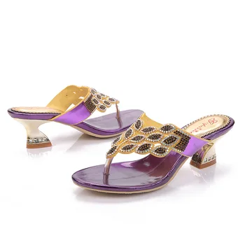 Модната марка Hoof Heels shoes луксозни паунов цветя diamond Дамски джапанки, сандали и летни чехли за жени