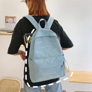 Раница жени 2020 лятото е съвсем нова мода бяха застреляни ученически чанти платно чанта за рамо за момичета пътни раници