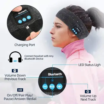 Безжични Bluetooth слушалки работи слушалки сън слушалки Спорт Спящата музика лента за глава мек моющийся вграден високоговорител