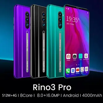 Rino3 pro Android смартфони 8GB + 256GB Octa-Основната Face ID отключване MTK6763 4800mAh Dual-SIM Dual Standby мобилен телефон за подарък