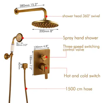 JIENI Черно КЪЛБО стенни вана 2 функции антични месингови смесители за баня, душ-комплект с кран смесител с душ комплект w/ ръчен спрей