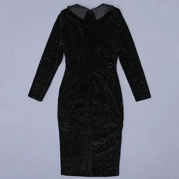 Ocstrade С Дълъг Ръкав Bodycon До 2020 Нови Постъпления Жените Есен Зима V Образно Деколте Черно Bodycon Dress Club Night Party Dress
