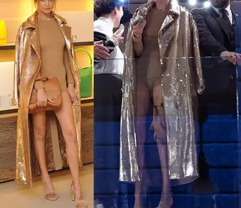 GETSRING дамски тренч палто пайети ветровка с дълъг ръкав однобортное палто плюс размера на Дамски палта всичко Мач палто 2018