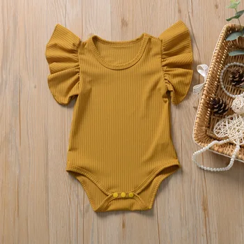 Нова мода накъдрен новородено момиченце плъзгачи гащеризон лято памучни дрехи екипировки 0-24 м Onesie за бебето