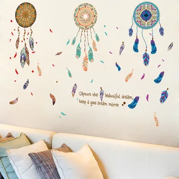 Цветно перо стенни стикер за детска стая Ловец на сънища Home Decor Art Stikers Muraux Creative Room Decoration хол