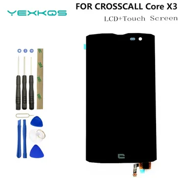 Изпробван ОК Оригинал за Crosscall Основната X3 LCD дисплей с сензорен екран дигитайзер Събрание замяна с инструменти + 3M стикер
