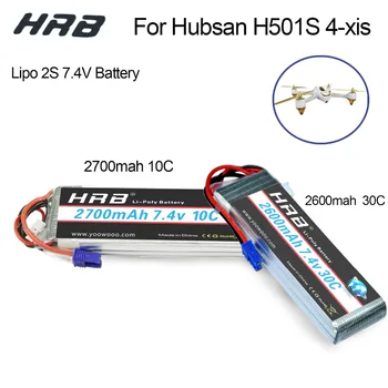 HRB RC 2s Lipo Hubsan H501S 4X батерия 7.4 V 2600mah 2700mah 10В 30C EC2 Battery Drone Akku Li-Polymer за вертолетных самолети