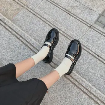 Красиво момиче Лолита жени мома ботуши обувки през цялата чорап кожени обувки японски JK средната училищна форма на Kawaii vintage zapatos mujer2020