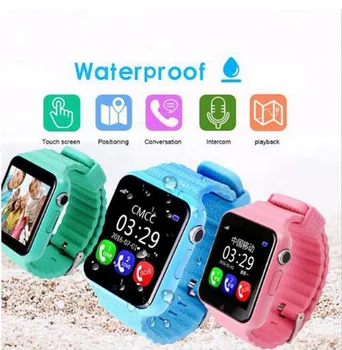 V7 Waterproof Kids Smart Watch Anti-lost Safe GPS СРЕЩА Tracker SOS Покана Children Smart Watch Phone For Android и iOS