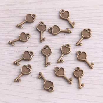 SWEET BELL 120PCS 7*16 мм New Product Two Color Small Herat Charms Key Pendant Jewelry Metal Alloy Jewelry Marking