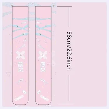 Мода женски момичета найлонови чорапи 2019 нови дълги чорапи над коляното бедрата момиче училище розово карикатура на отглеждане 5S-SW06