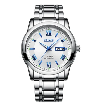 HAIQIN Top brand луксозни механичен мъжки часовник стомана водоустойчив часовник военни спортни мъжки ръчен часовник с растенията самостоятелно Reloj hombres