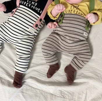 Новороденото дете тела Тела 2021 Пролет нови бебета Baby Boy момичета панталони черен кафяв шарени Детски дрехи за 0-24 м