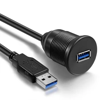 Водоустойчив скрит монтаж USB зарядно адаптер арматурното табло Пан USB 3.0 порт между мъжете женски разклонител за автомобил, мотоциклет