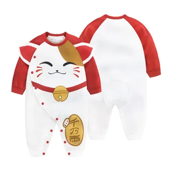 Новородените момичета гащеризон карикатура Лъки Cat сладък костюм на новородено момче на детски дрехи детски гащеризон деца бутик за дрехи