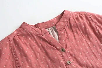 4361 лятото голям размер жени Япония стил литературен принт V-образно деколте в памучна блуза mori момиче прилеп с къс ръкав на пуловер риза върховете на жените